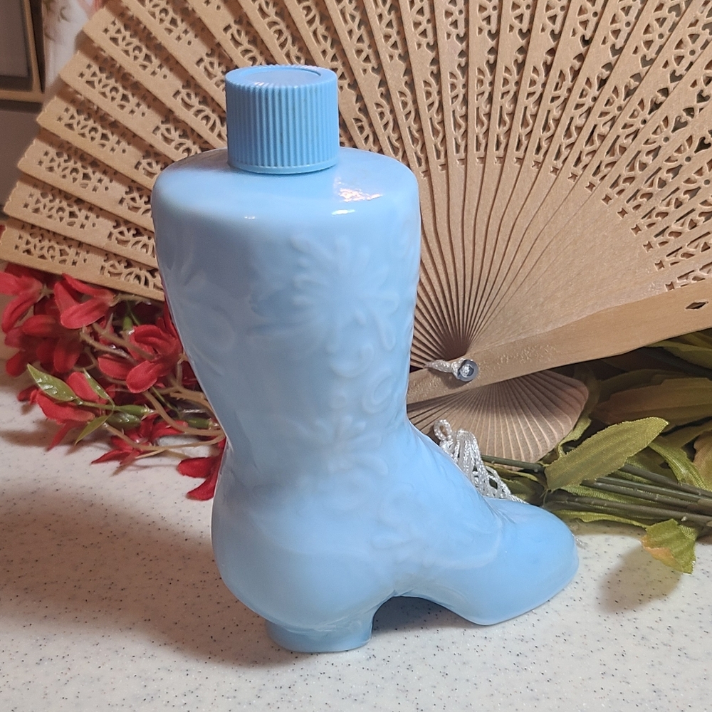 Avon 1970's * Light Blue Victorian Style Boot Empty bottle perfume Roses…